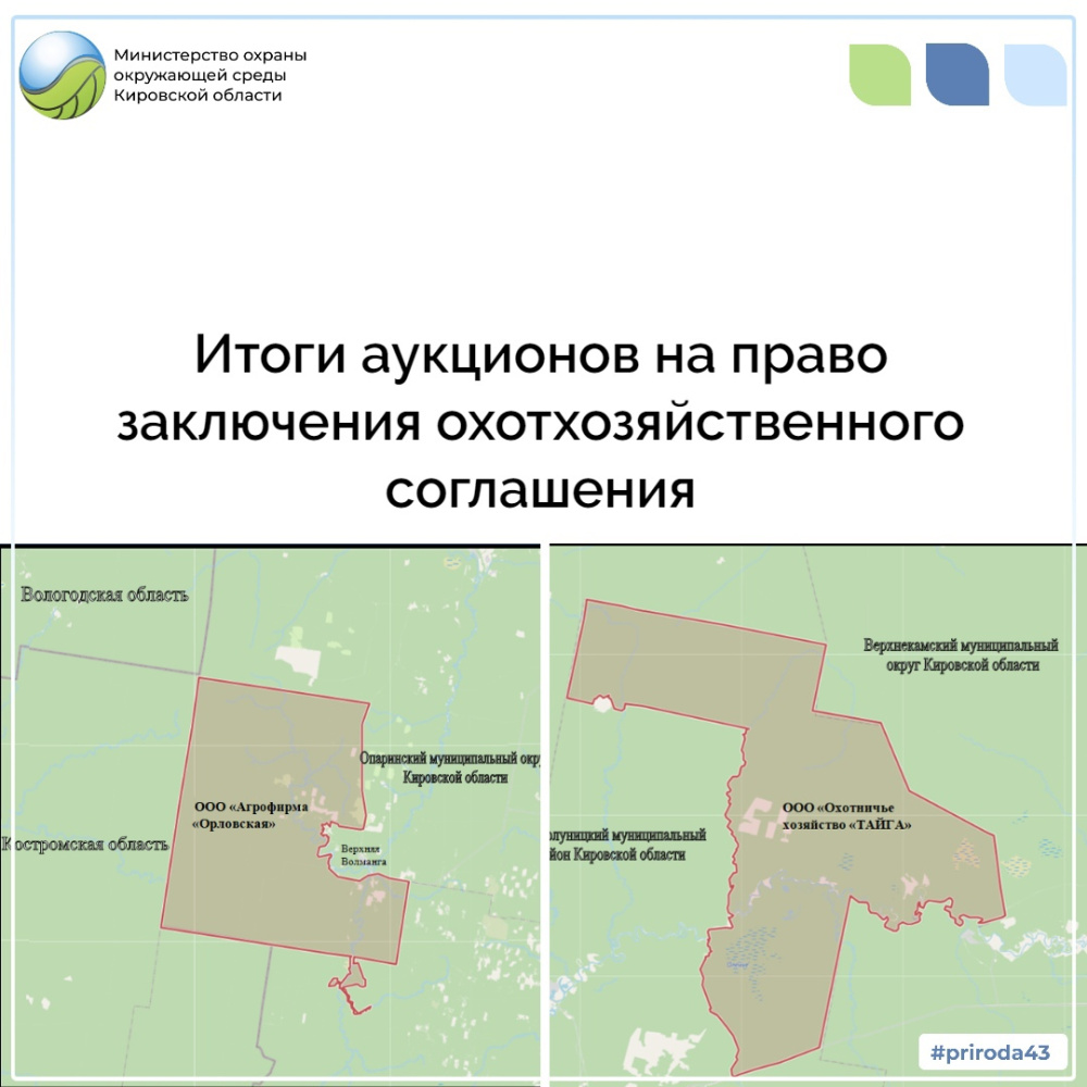 Итоги аукционов на право заключения охотхозяйственного соглашения