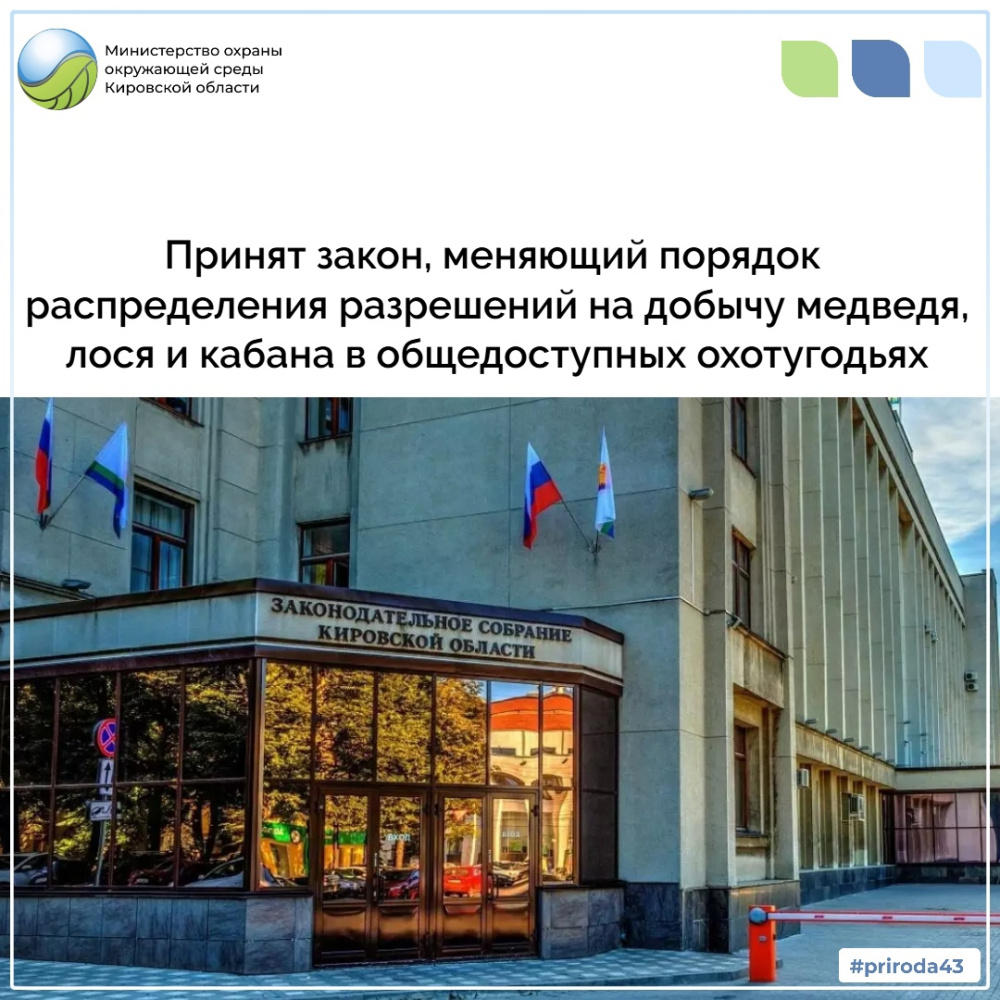 Принят закон, меняющий порядок распределения разрешений на добычу медведя, лося и кабана в общедоступных охотугодьях