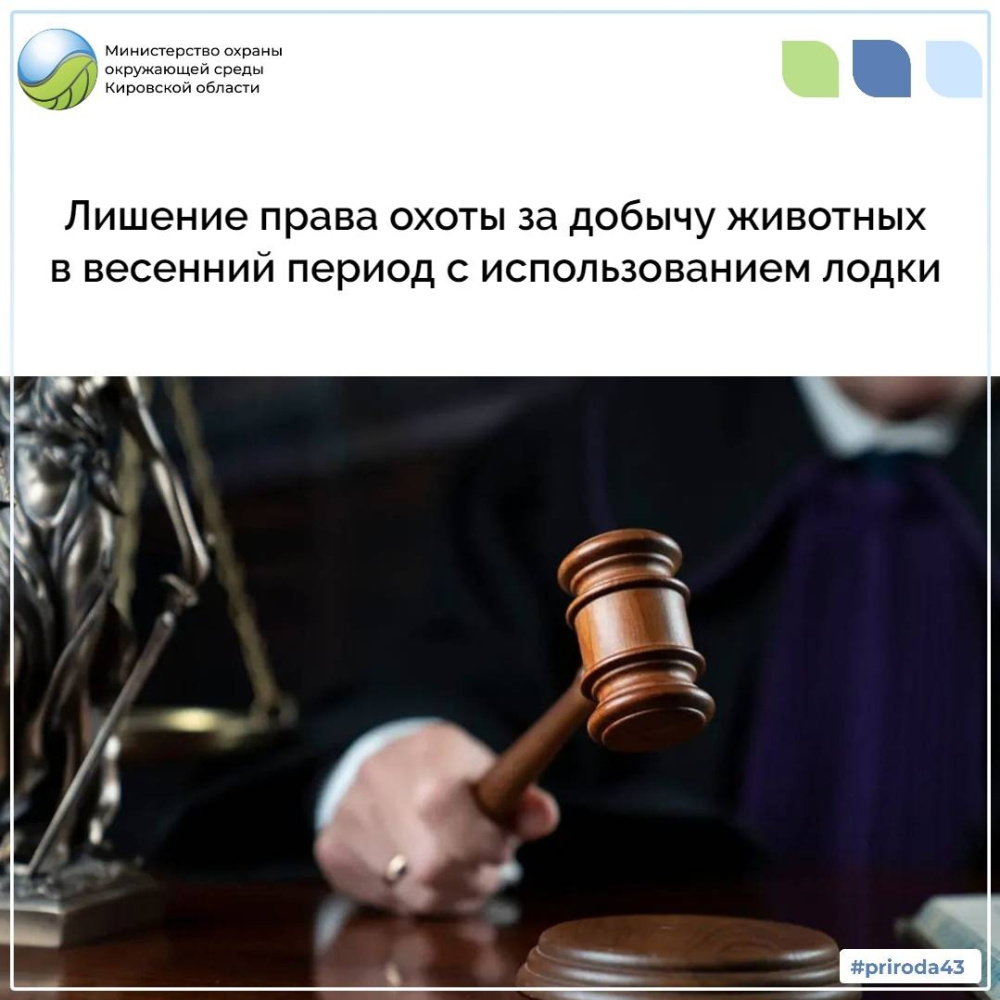 Лишение права охоты за добычу животных в весенний период с использованием лодки