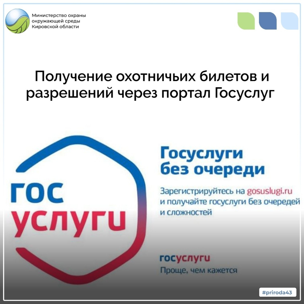 Получение охотничьих билетов и разрешений на добычу охотничьих ресурсов через портал Госуслуг